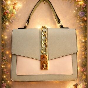 Aldo Mint Green Two-Tone Handbag with Gold Accents